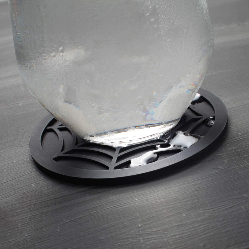 COASTERFIELD Silicone Coasters For Drinks - 6 Pack Unique Design Spider Drink Coasters, 4" Black Coaster Set by COASTERFIELD - Image 5